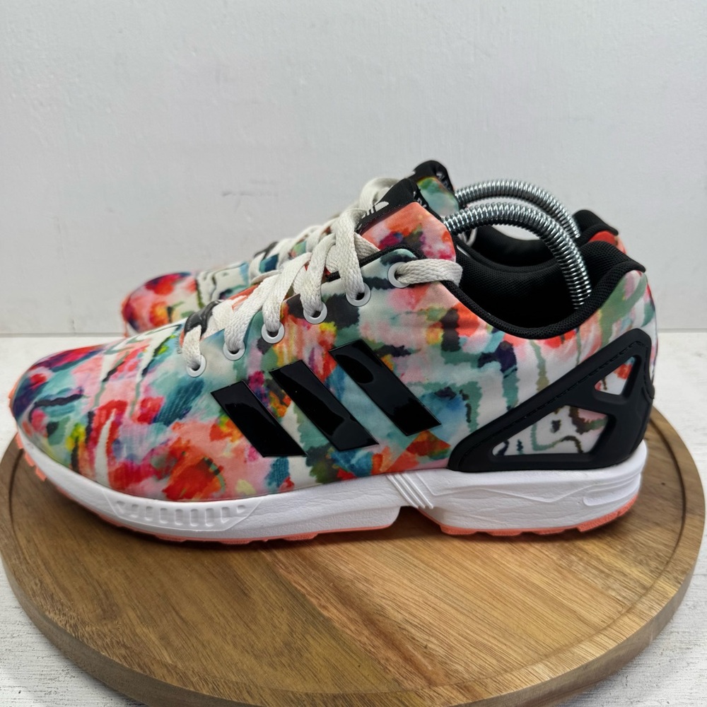 ADIDAS ZX FLUX TORSION Women 10 Rainbow Watercolor Art Multicolor Running Shoes